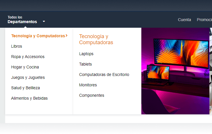 Menu estilo Amazon